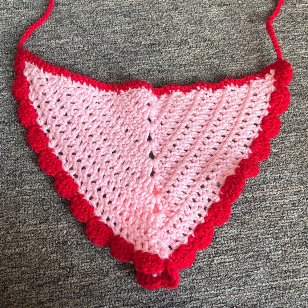 2 Handmade Pink and yellow Crochet bandannas